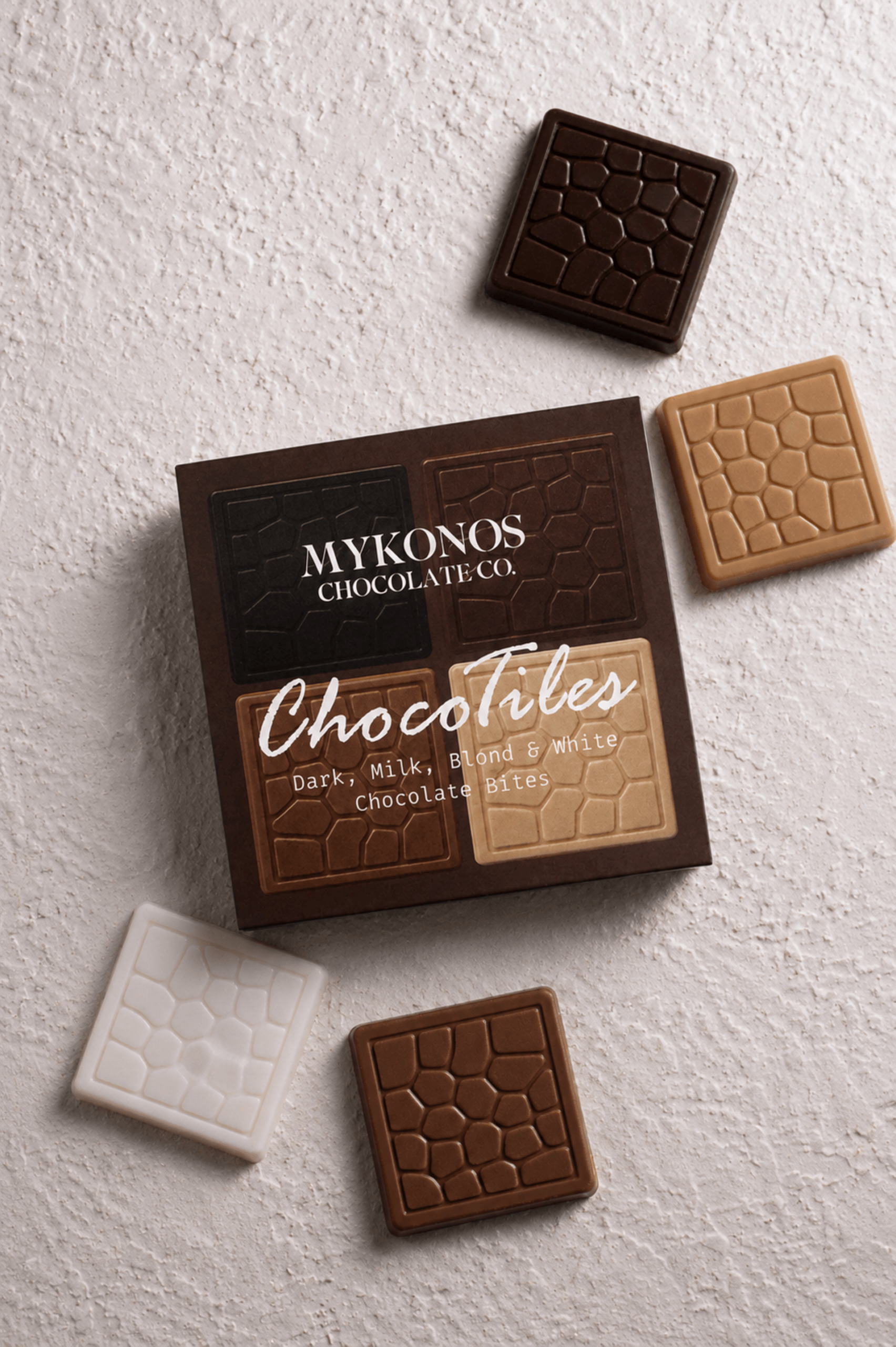 ChocoTiles  16 DARK , MILK , BLOND & WHITE CHOCOLATE 80g